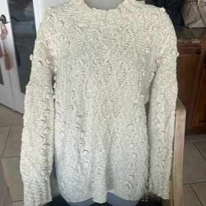 Quills Woolen Market Ireland hand diamond knit oatmeal colored fisherman…